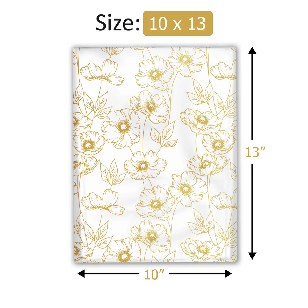 Gold Peonies Poly Mailer’s 10x13 Pack of 25 - Picture 6 of 11